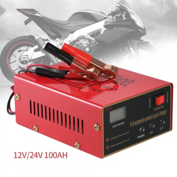 12V/24V Intelligent Automatic LED Charger Pulse Repair Type Maintainer for Lead Acid Battery and Lithium Battery 140W AC110V