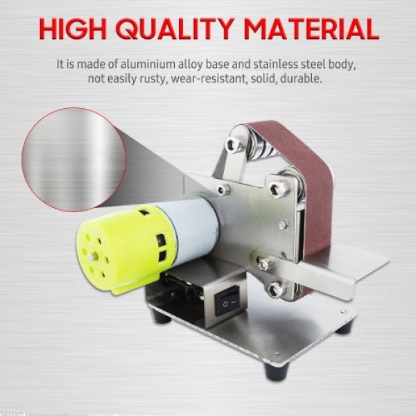 Mini Belt Sander Electric Sanding Polishing Grinding Machine 7 Variable Speed with 10 Sanding Belts for Polishing Wood Acrylic M