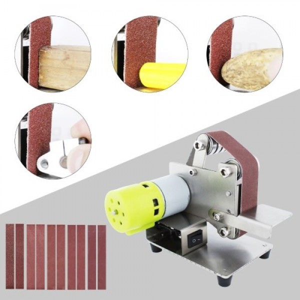 Mini Belt Sander Electric Sanding Polishing Grinding Machine 7 Variable Speed with 10 Sanding Belts for Polishing Wood Acrylic M