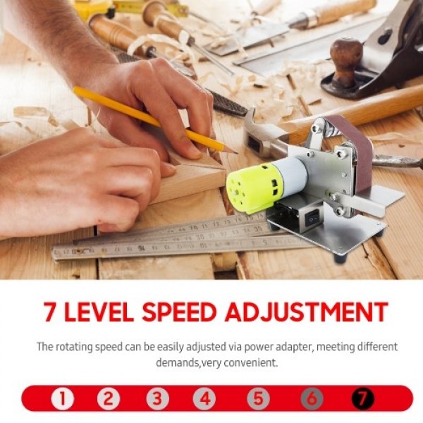 Mini Belt Sander Electric Sanding Polishing Grinding Machine 7 Variable Speed with 10 Sanding Belts for Polishing Wood Acrylic M
