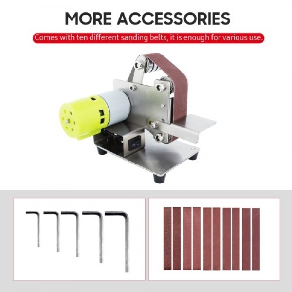 Mini Belt Sander Electric Sanding Polishing Grinding Machine 7 Variable Speed with 10 Sanding Belts for Polishing Wood Acrylic M