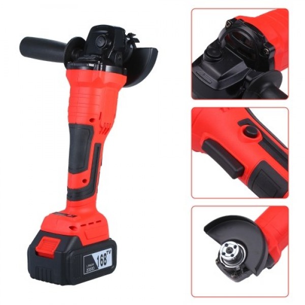 21V Brushless Cordless Angle Grinder 11000RPM Handhel Electric Grinder with 2pcs 20.0Ah Lithium-Ion Battery and Tool Box