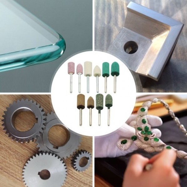 100pcs Electric Polishing Buffing Accessories Grinding Bits Set with 1/8 Shank Wool Sesame Rubber Jade Cowhide Abrasive Rotary T