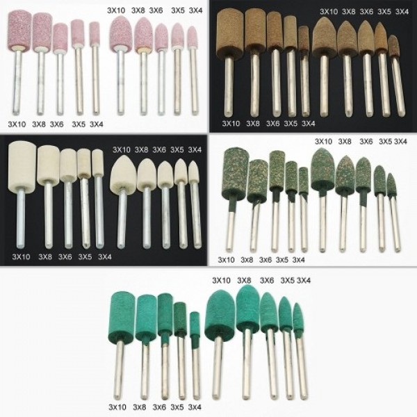 100pcs Electric Polishing Buffing Accessories Grinding Bits Set with 1/8 Shank Wool Sesame Rubber Jade Cowhide Abrasive Rotary T