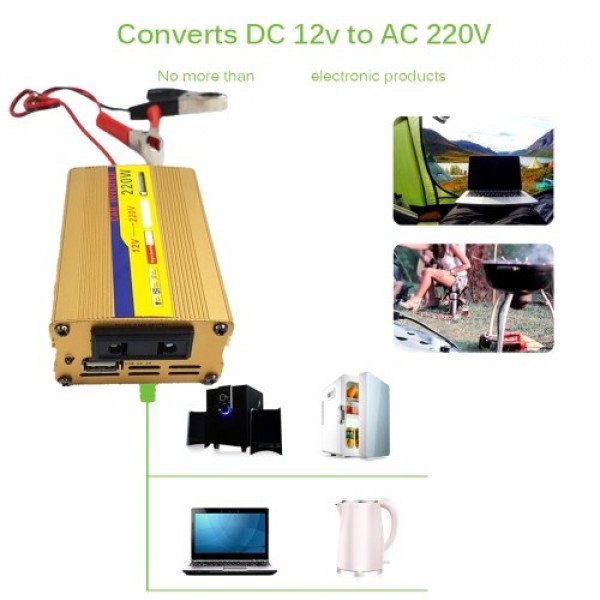 DC12-AC220V 220W Inverter P-ower System with 2 * USB Output for Car Yacht Chargeing Outdoor Acitivities