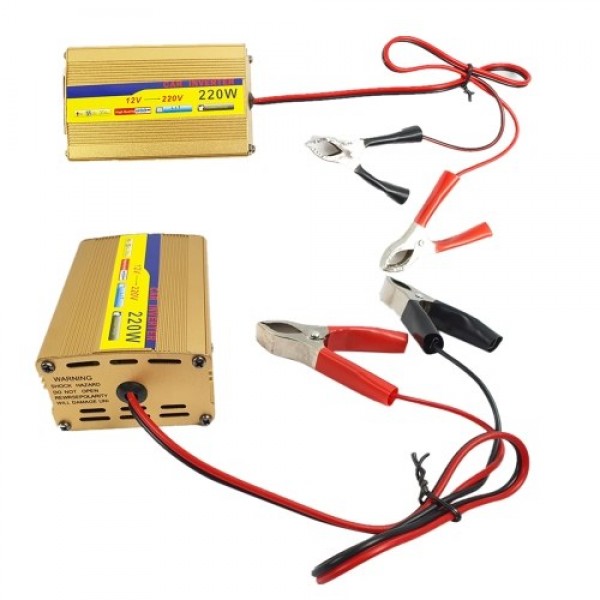 DC12-AC220V 220W Inverter P-ower System with 2 * USB Output for Car Yacht Chargeing Outdoor Acitivities