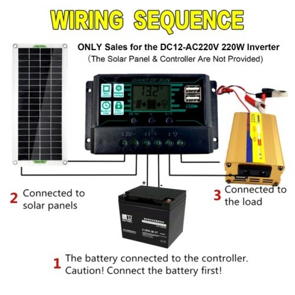 DC12-AC220V 220W Inverter P-ower System with 2 * USB Output for Car Yacht Chargeing Outdoor Acitivities