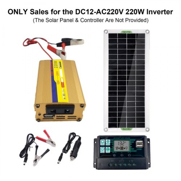 DC12-AC220V 220W Inverter P-ower System with 2 * USB Output for Car Yacht Chargeing Outdoor Acitivities