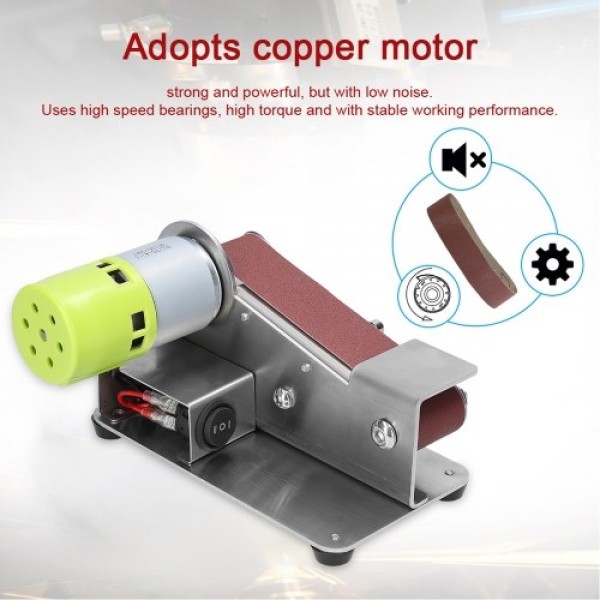 Multifunctional Grinder Mini Electric Belt Sander DIY Polishing Grinding Machine Cutter Edges Sharpener with 10pcs 30mm Sanding 