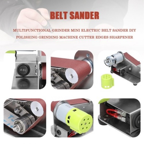 Multifunctional Grinder Mini Electric Belt Sander DIY Polishing Grinding Machine Cutter Edges Sharpener with 10pcs 30mm Sanding 
