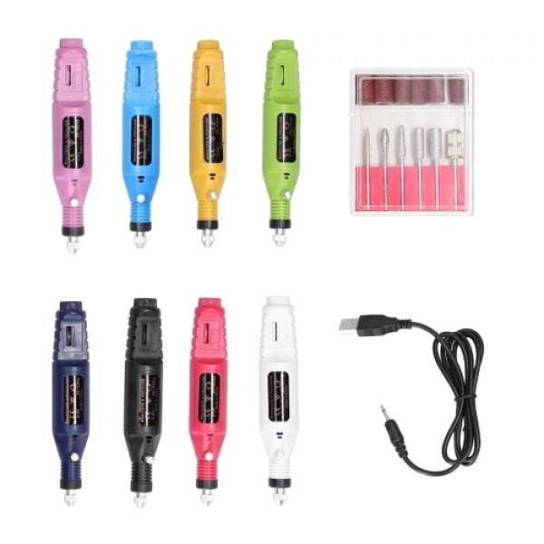 USB Power Supplys Handheld Mini Electric Grinder Nail Gelatum Removing Tool Manicure Machine Speed Adjustable Grinding Rotary To