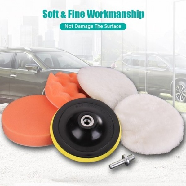 Car Foam Drill Buffing Pad Polishing Pad Kit 6 Pcs 4 Inch Car Buffer Polishing Kits Sponge and Wool Polishing Pads Set