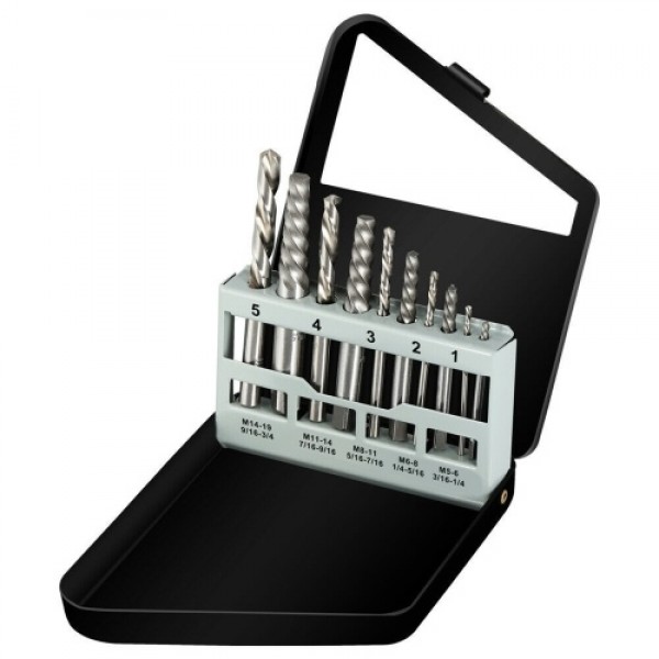 10PCS Screw Extractor &amp; Hand Drill Bit Set Portable Damaged Screw Broken Bolt Remover Tool Kit with Storage Box