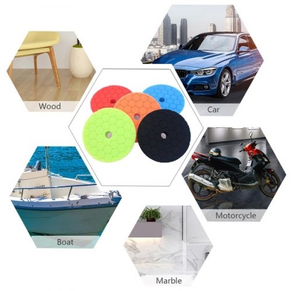Buffing Polishing Pads 5 Pcs 6 Inch Large Size Sponge Polishing Pads Car Foam Buffing Sponge Pads Kit for Car Buffer Polisher Co