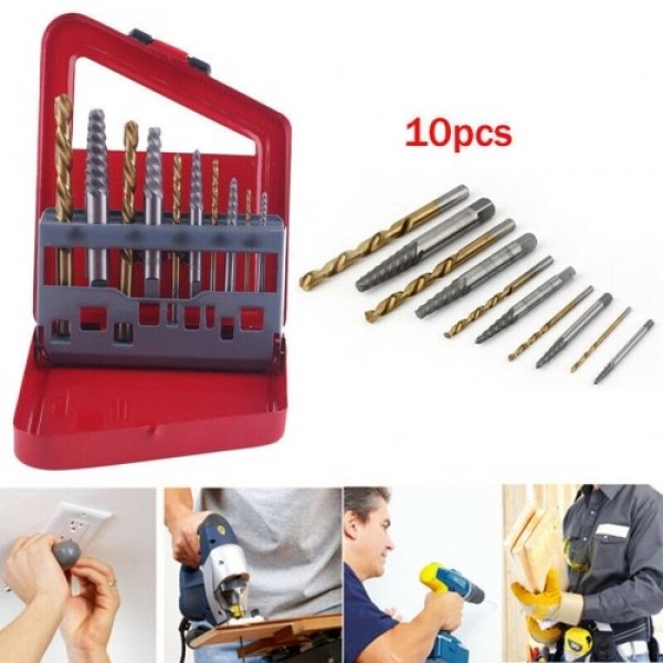 10PCS Screw Extractor &amp; Hand Drill Bit Set...