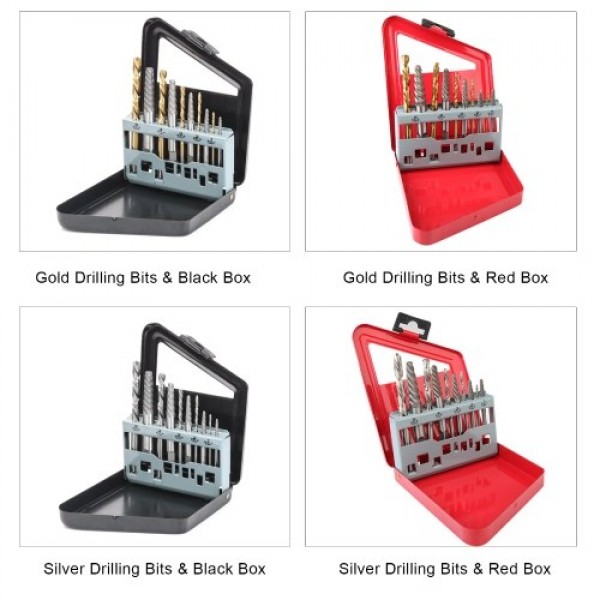 10PCS Screw Extractor &amp; Hand Drill Bit Set Portable Damaged Screw Broken Bolt Remover Tool Kit with Storage Box