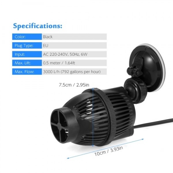 792GPH Submersible Aquarium Wave Maker Whisper-quiet Fish Tank Water Pump ( Single head)