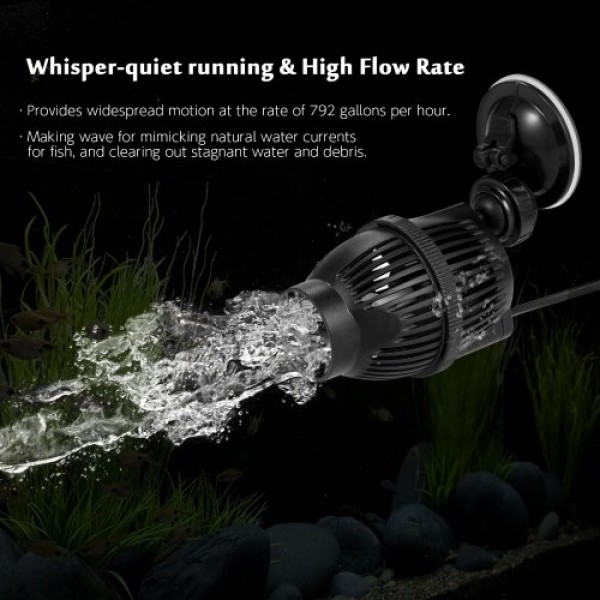 792GPH Submersible Aquarium Wave Maker Whisper-quiet Fish Tank Water Pump ( Single head)