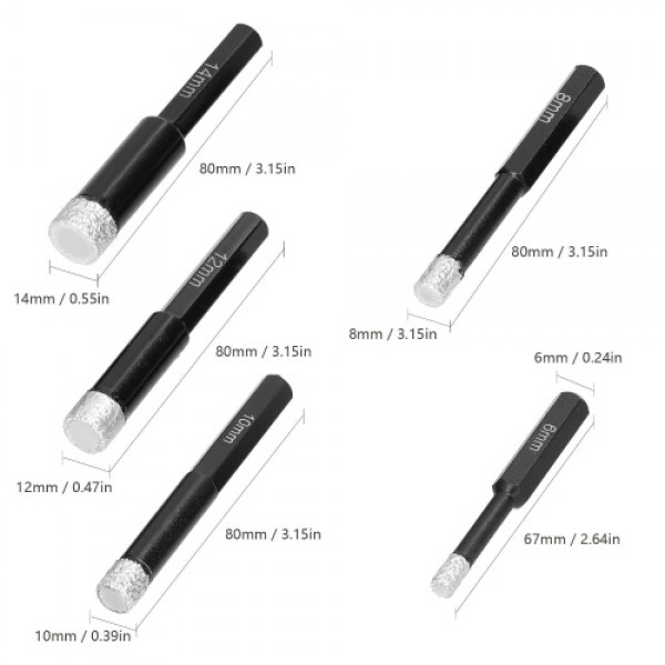 Dry Drill Bit Brazed Welding Diamond Ceramic Vitrified Polished Glazed Tile Archaized Brick Marble Holes Drilling Accessory