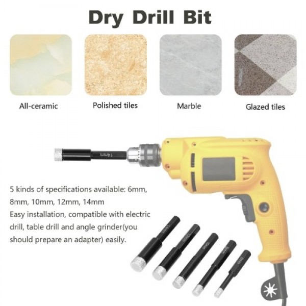 Dry Drill Bit Brazed Welding Diamond Ceramic Vitrified Polished Glazed Tile Archaized Brick Marble Holes Drilling Accessory