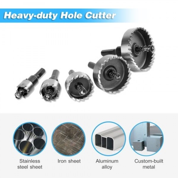 High Speed Steel Hole Saw Heavy-duty Hole Cutter Compatible with 10mm or larger Collet for Stainless Steel Metal Sheet Wood Plas