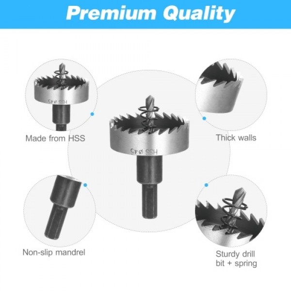 High Speed Steel Hole Saw Heavy-duty Hole Cutter Compatible with 10mm or larger Collet for Stainless Steel Metal Sheet Wood Plas