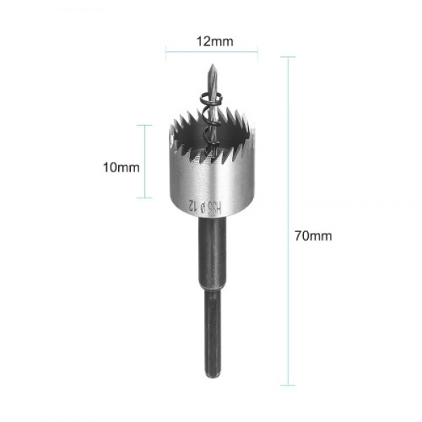 High Speed Steel Hole Saw Heavy-duty Hole Cutter Compatible with 10mm or larger Collet for Stainless Steel Metal Sheet Wood Plas