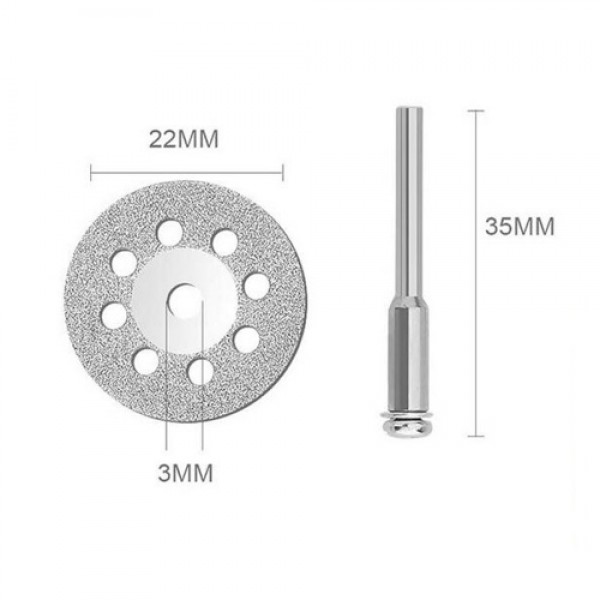 10pcs Diamond Cutting Wheels 22mm Diameter Cut Off Discs with 2pcs 3mm Mandrels Replacement for Dremel Rotary Tools