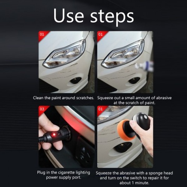 12000r/min 12 V Car Polishing Machine Handheld Portable Electric Car Polisher Waxing Machine with 4 Type Polishing Pads 5M Cable