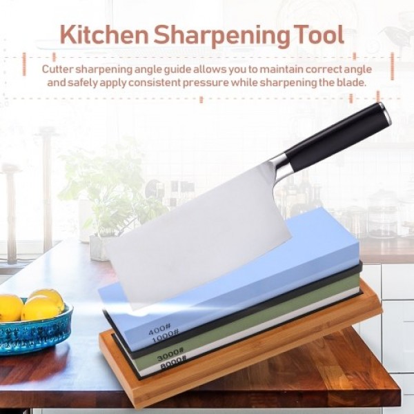400/1000 3000/8000 Grit Premium Whetstone Cut Sharpening Stone Set Sharpener for All Blade Non Slip Base Cutter Sharpener