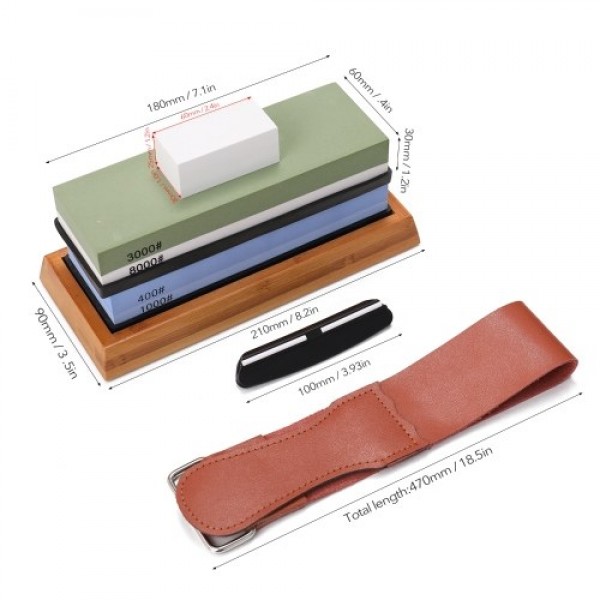 400/1000 3000/8000 Grit Premium Whetstone Cut Sharpening Stone Set Sharpener for All Blade Non Slip Base Cutter Sharpener