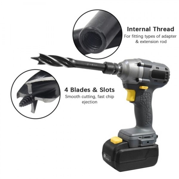 Auger Drill Bit Set 3 Pcs High Carbon Steel Wood B...