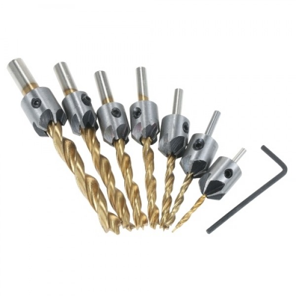 8Pcs Woodworking Chamfer Drilling Tools Set Includ...