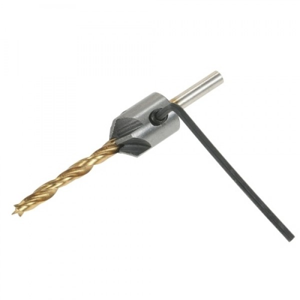 8Pcs Woodworking Chamfer Drilling Tools Set Including 7Pcs Three-Point Countersink Drill Bits + L-wrench High Speed Steel Woodwo