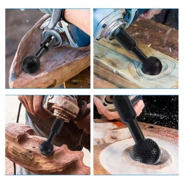 Sphere Rotary Burr Rotary Grinding Head Drilling Bits Woodworking Attachment for 100/ 115/ 125 Angle Grinder for Wood Marking Ca