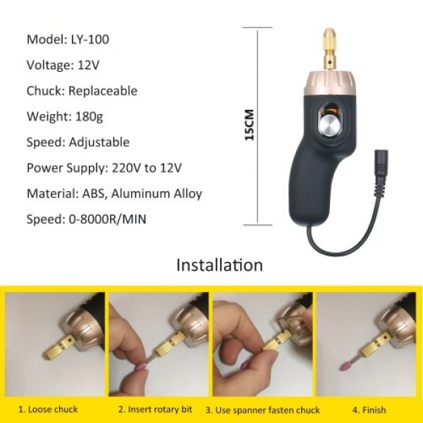 Electric Rotary Engraving Tool 24W Adjustable Speed Polisher with 10pcs Rotary Accessory Kit Grinding Cleaning Tool Kit