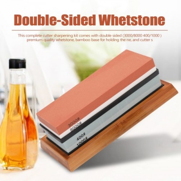 400/1000 3000/8000 Grit Premium Whetstone Cut Sharpening Stone Set Ideal Sharpener for All Blades Non Slip Base Cutter Sharpener