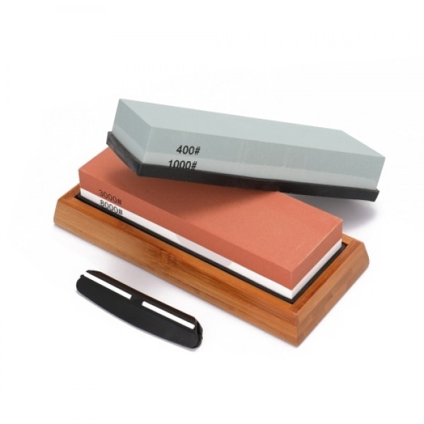 400/1000 3000/8000 Grit Premium Whetstone Cut Sharpening Stone Set Ideal Sharpener for All Blades Non Slip Base Cutter Sharpener