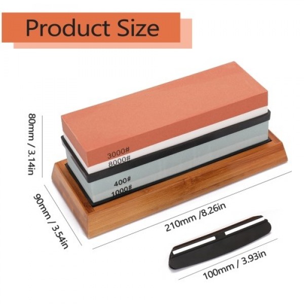400/1000 3000/8000 Grit Premium Whetstone Cut Sharpening Stone Set Ideal Sharpener for All Blades Non Slip Base Cutter Sharpener
