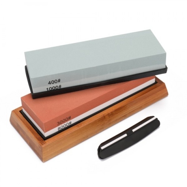 400/1000 3000/8000 Grit Premium Whetstone Cut Sharpening Stone Set Ideal Sharpener for All Blades Non Slip Base Cutter Sharpener