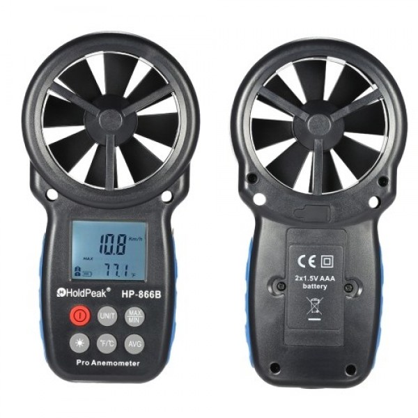HoldPeak HP-866B Mini LCD Digital Anemometer Wind Speed Air Velocity Temperature Measuring with Backlight