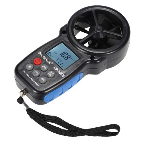 HoldPeak HP-866B Mini LCD Digital Anemometer Wind Speed Air Velocity Temperature Measuring with Backlight