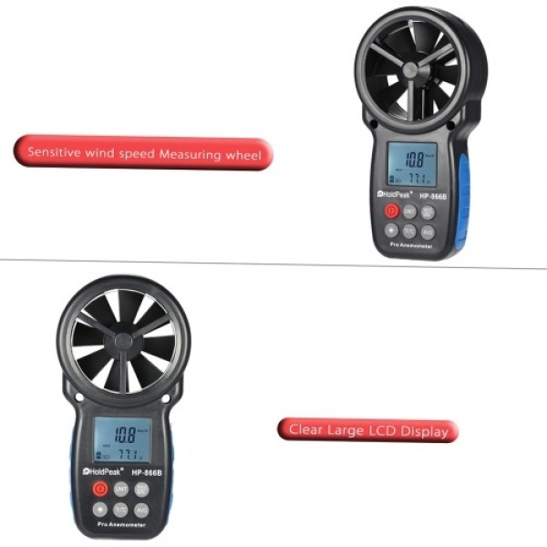 HoldPeak HP-866B Mini LCD Digital Anemometer Wind ...