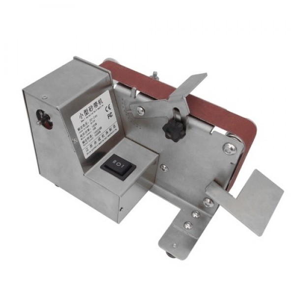 180W Small Sanding Machine Belt Sander 7 Gear Speed Adjustable Household Electric Polishing Machine Desktop Sanding Tool Metal W