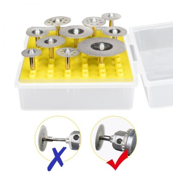 10pcs/set Diamond Cutting Wheels with 3mm Mandrel Diamond Cutting Discs Cut-off Wheel Blades Set Replacement for Dremel Rotary T