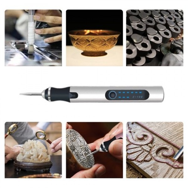 Electric Rotary Tool Grinding Pen for Light-Duty DIY Crafting Polishing Waxing Drilling Engraving Silver