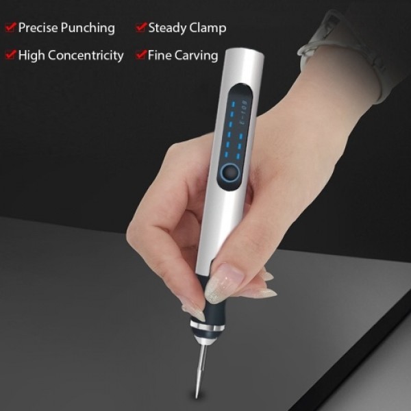 Electric Rotary Tool Grinding Pen for Light-Duty DIY Crafting Polishing Waxing Drilling Engraving Silver