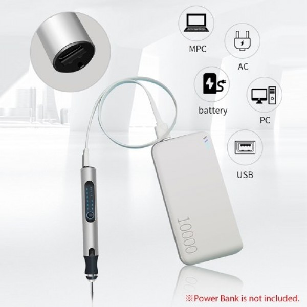 Electric Rotary Tool Grinding Pen for Light-Duty DIY Crafting Polishing Waxing Drilling Engraving Silver