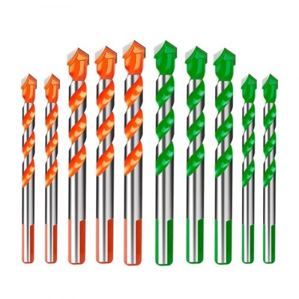 5PCS Metal Drill Bit Set Multi-functional Punching Hole Triangle Shank Drill Bits for Tile/Concrete/Brick/Glass/Plastics/Wood