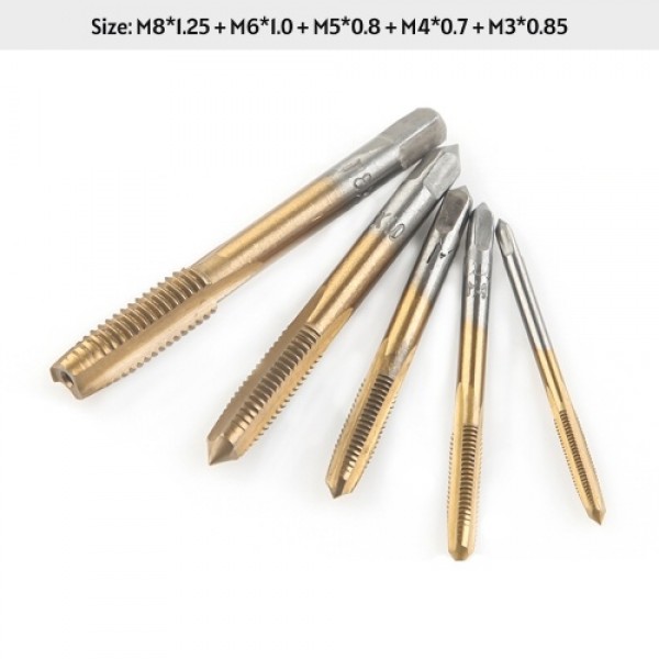 Machine Screw Metric Thread Plug Taps Set M3 M4 M5 M6 M8 Screw Thread Taps 5 Pcs